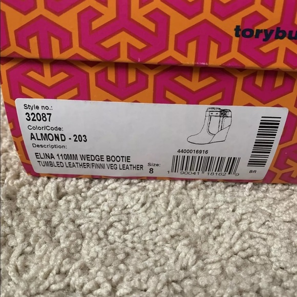 TORY BURCH ELINA WEDGE LEATHER BOOTIES SIZE 8 NEW WITH BOX AND DUST BAG - Picture 6 of 10